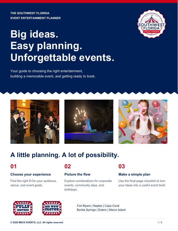 The Southwest Florida Event Entertainment Planner guide cover